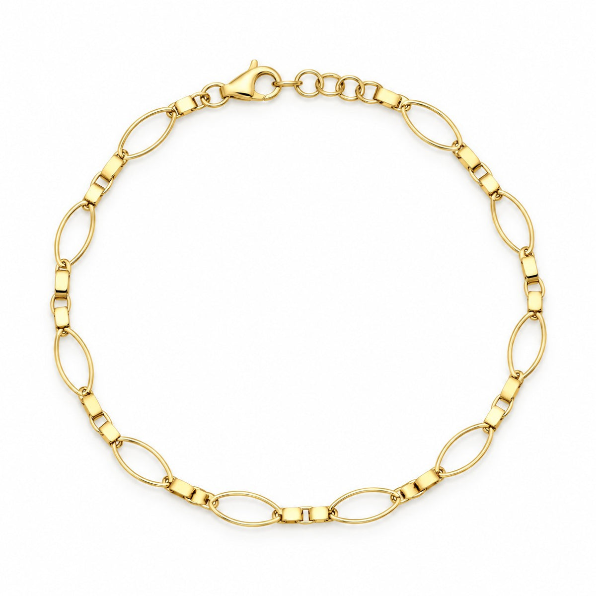 9ct Yellow Gold Oval Link Bracelet 7.75 Inch