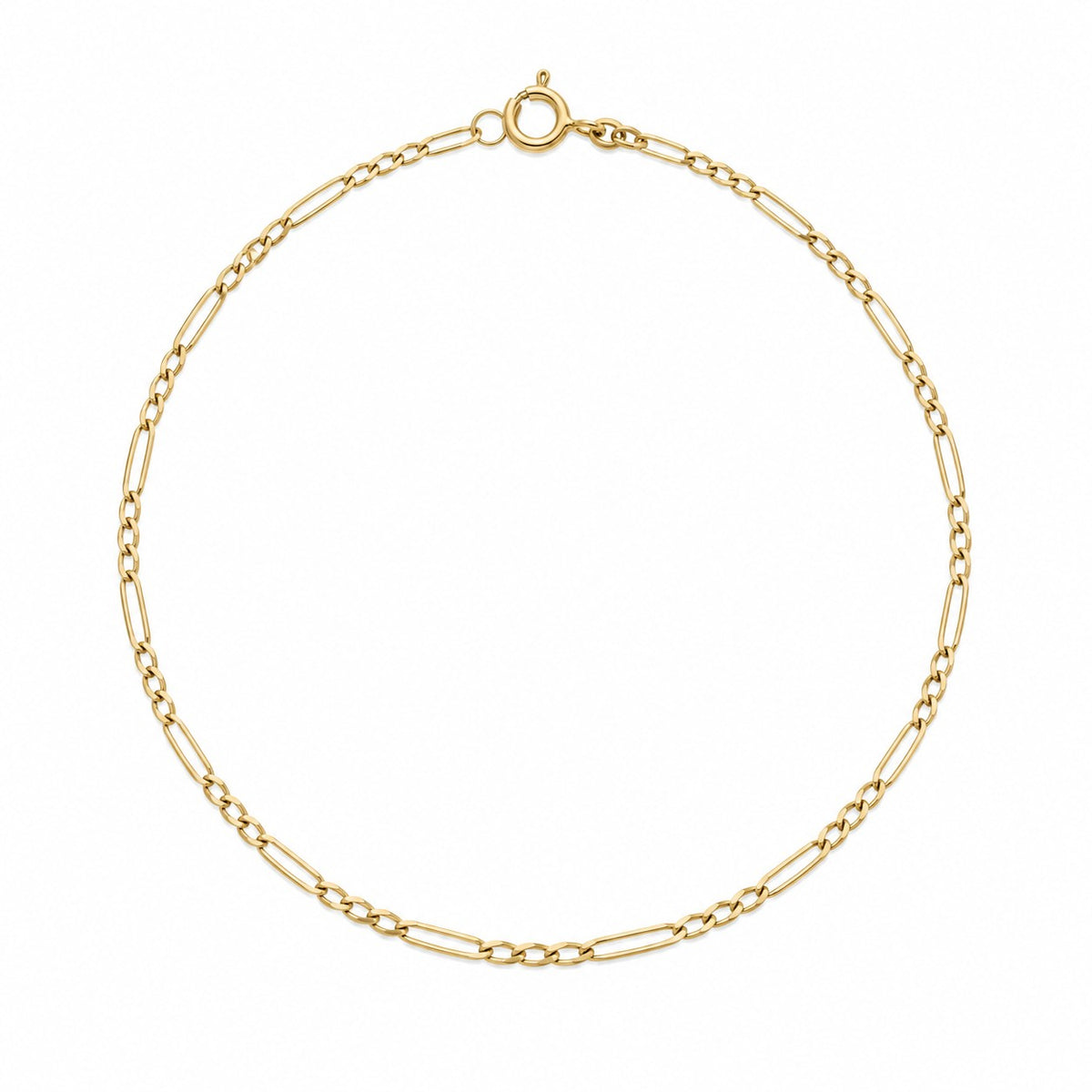 9ct Yellow Gold Paper and Cable Link Bracelet 7.5 Inch