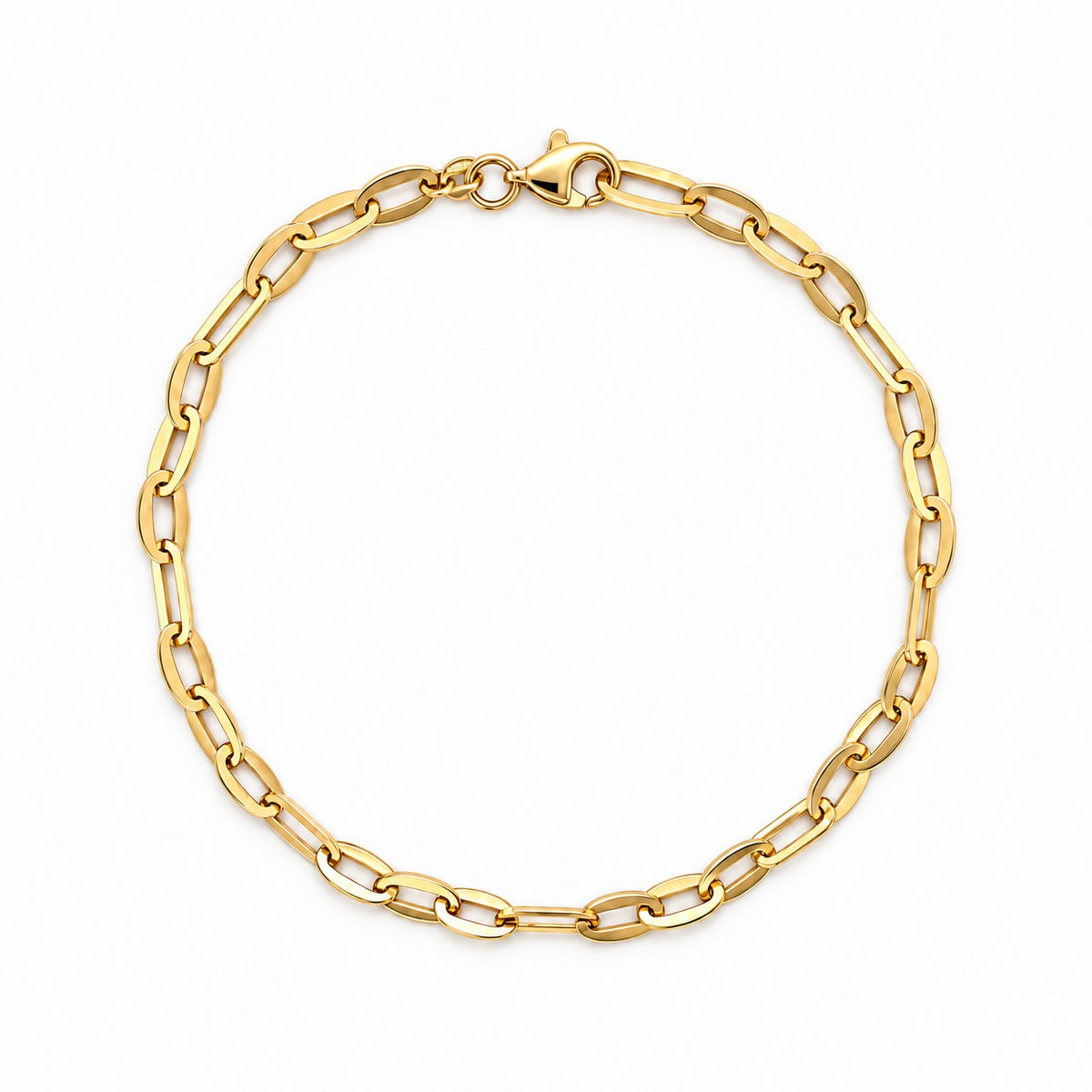 9ct Yellow Gold Oval and Paper Link Bracelet 7.5'