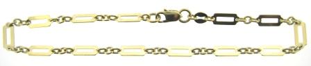 9ct Yellow Gold Rectangular and Cable Link Bracelet
