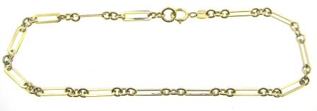 9ct Yellow Gold Paper And Cable Link Bracelet