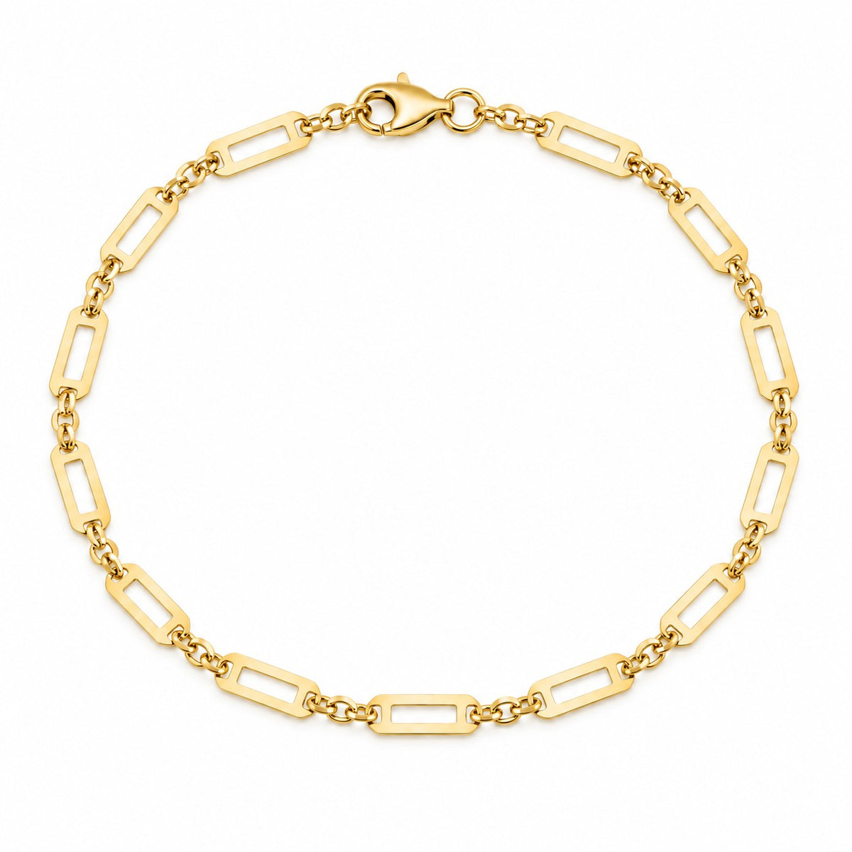 9ct Yellow Gold Fancy Link Bracelet 7.5 Inch