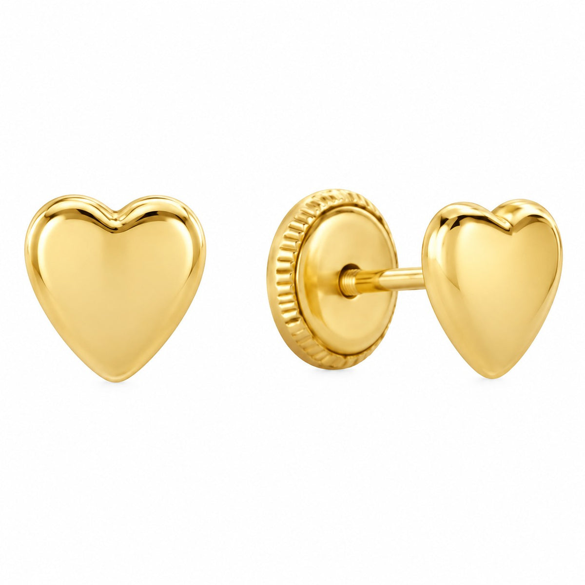 9ct Yellow Gold Heart Stud Earrings