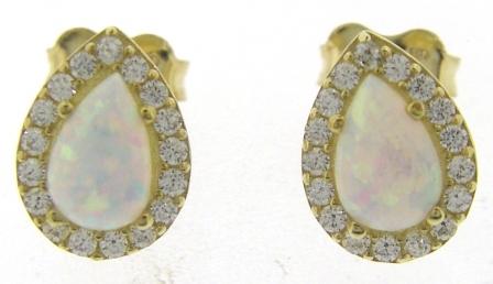9ct Yellow Gold Created Emerald & Cubic Zirconia Stud Earrings