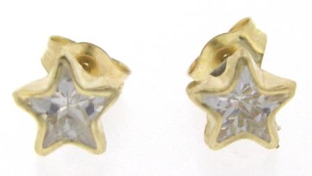 9ct Yellow Gold Star Shape CZ Stud Earrings