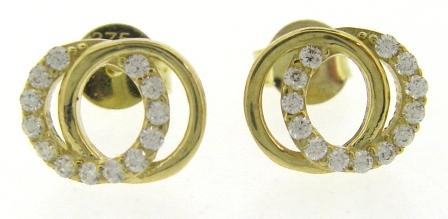 9ct Yellow Gold CZ Interlocking Circle Earrings