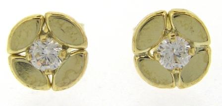 9ct Yellow Gold Celestial Star CZ Stud Earrings