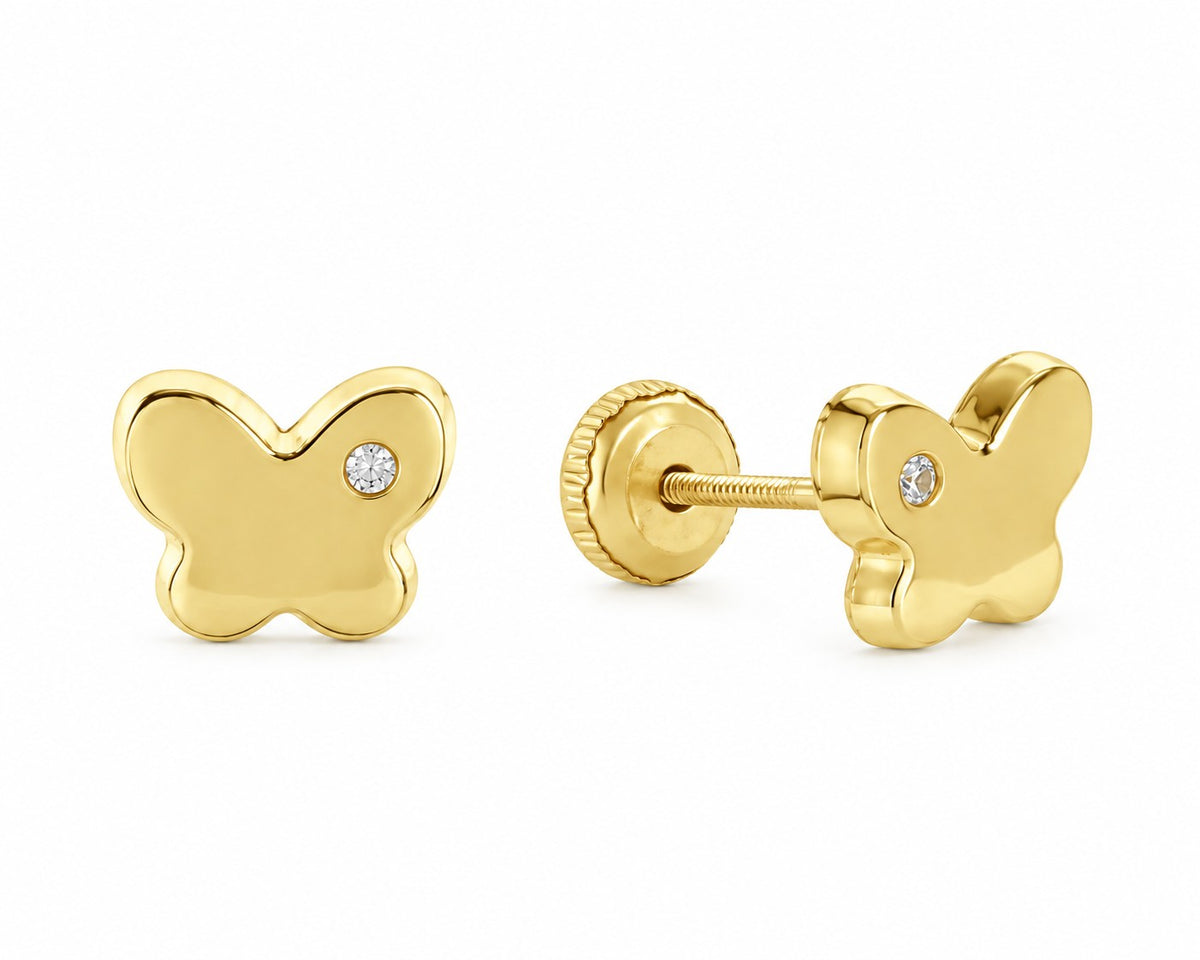 9ct Yellow Gold Cubic Zirconia Butterfly Stud Earrings
