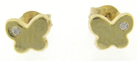 9ct Yellow Gold Cubic Zirconia Butterfly Stud Earrings