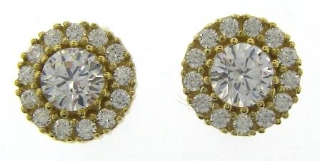 Elegant 9ct Yellow Gold Cubic Zirconia Rubover Stud Earrings