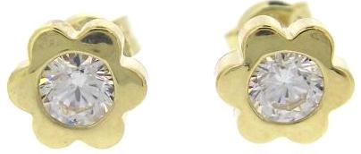 9ct Yellow Gold Cubic Zirconia Flower Stud Earrings
