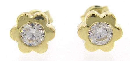 Elegant 9ct Yellow Gold Channel Set Cubic Zirconia Earrings