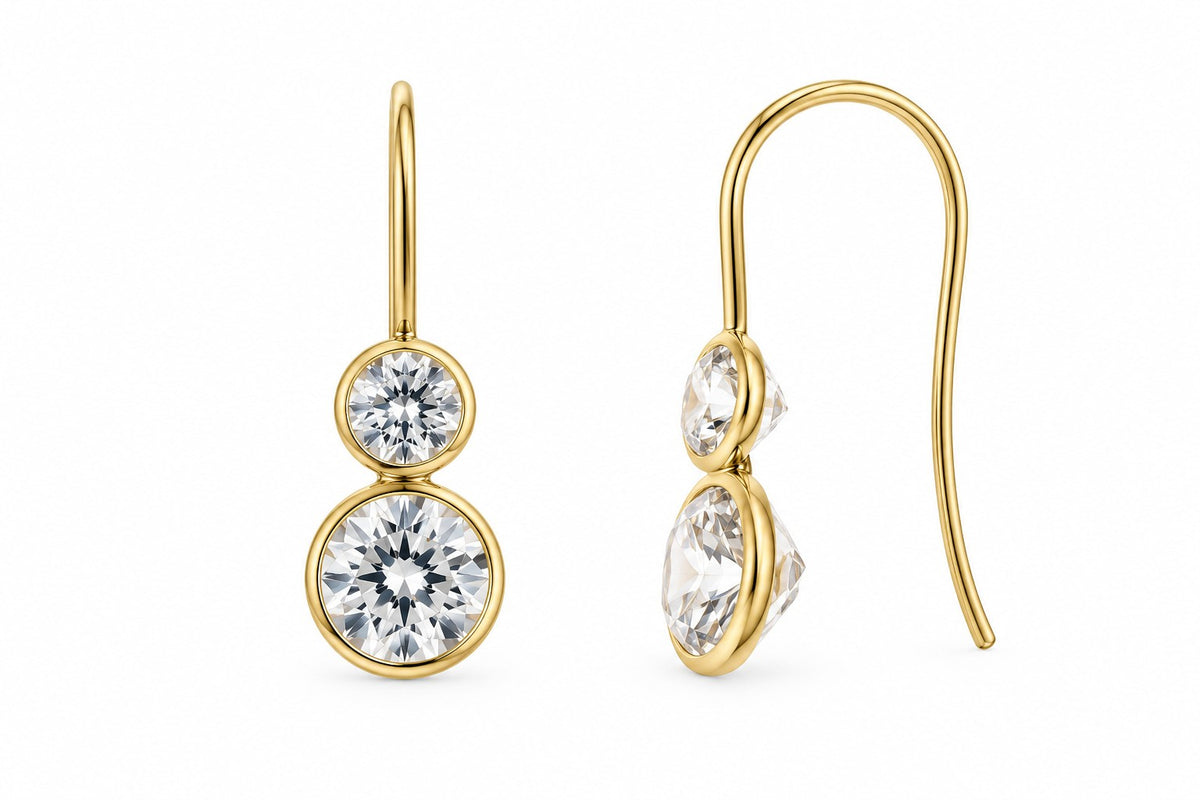9ct Yellow Gold Cubic Zirconia Drop Earrings