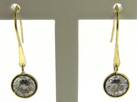 9ct Yellow Gold Single Stone CZ Drop Earrings