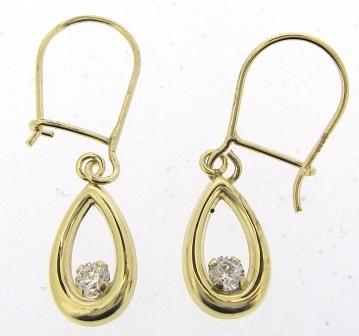 9ct Yellow Gold Pear Shape CZ Drop Earrings