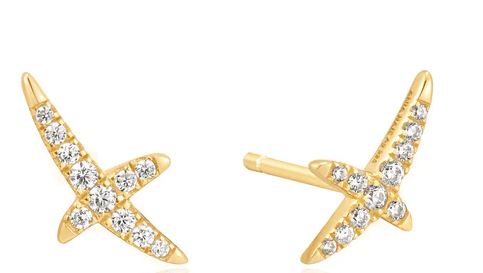Ania Haie Silver and Yellow Gold Plated Pave Cubic Zirconia Kiss Stud Earrings