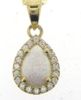 9Y Crtd PE Opal & CZ Pndt 16'-18' Chain