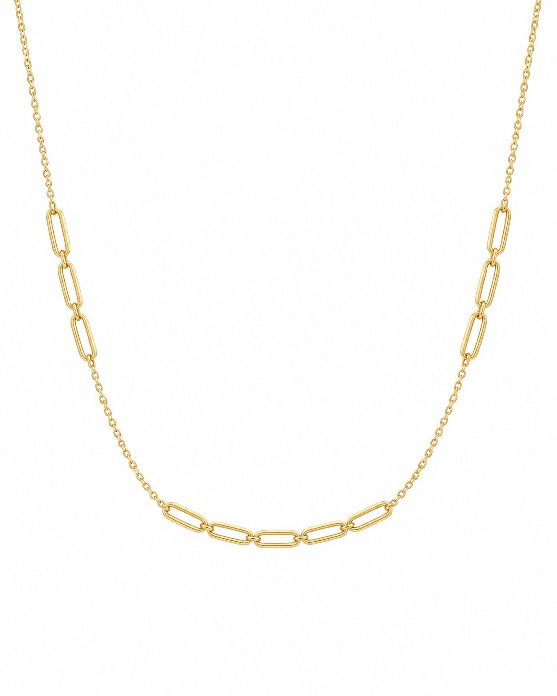 9ct Yellow Gold Paper & Cable Link Necklace