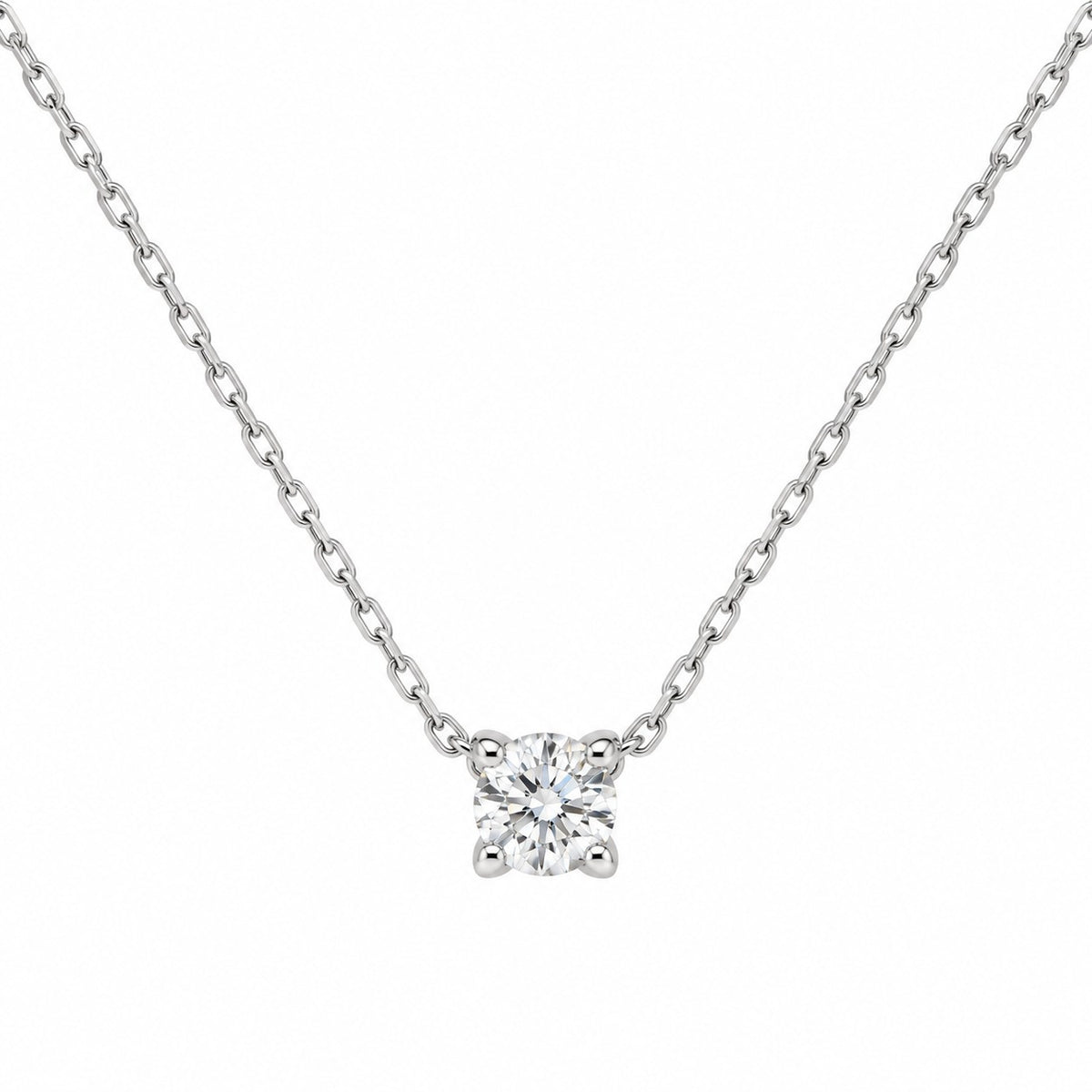9ct White Gold Cubic Zirconia Claw Set Necklace