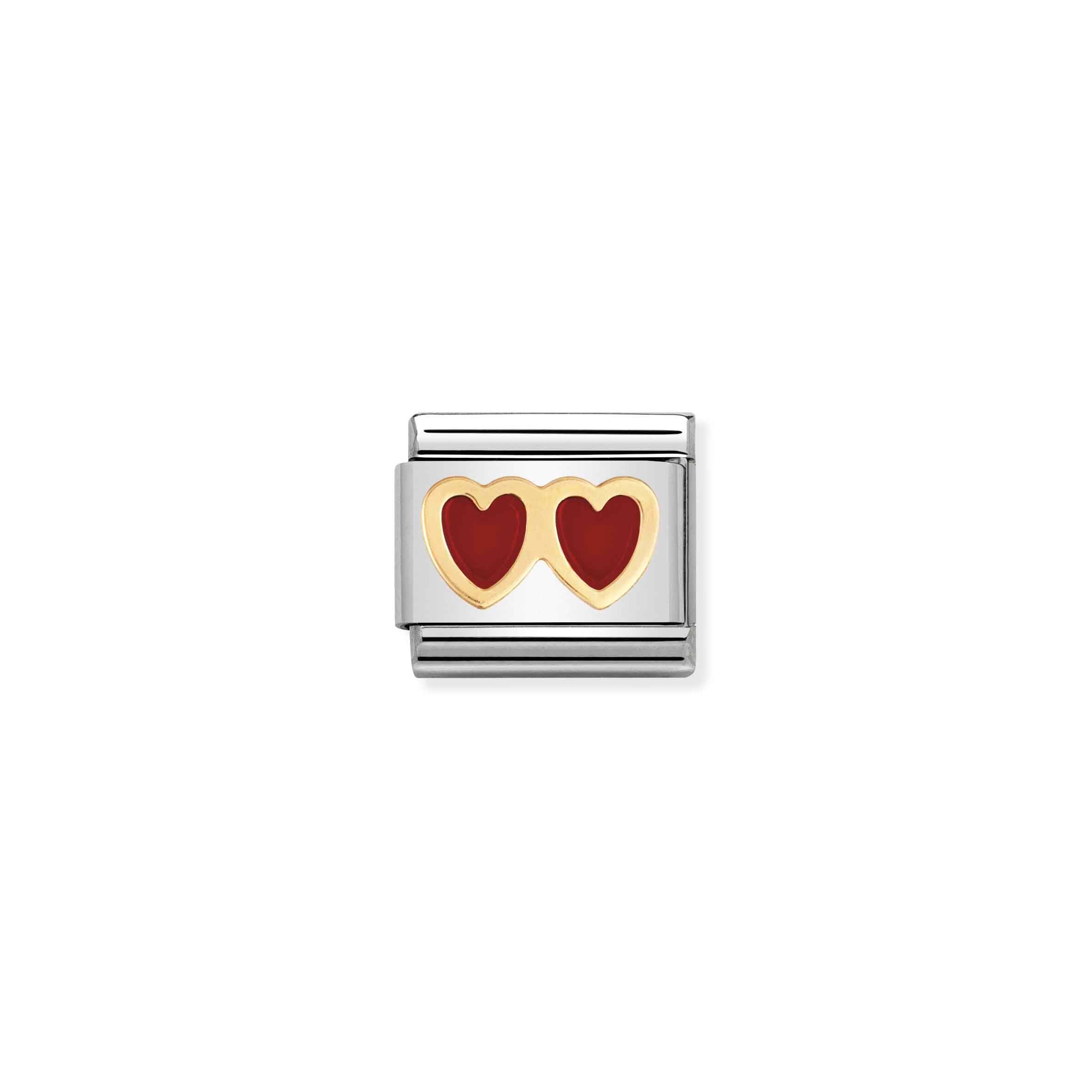 Nomination Composable Classic Love Red Double Heart Link