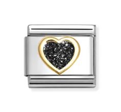 Nomination Composable Classic Black Glitter Heart Link