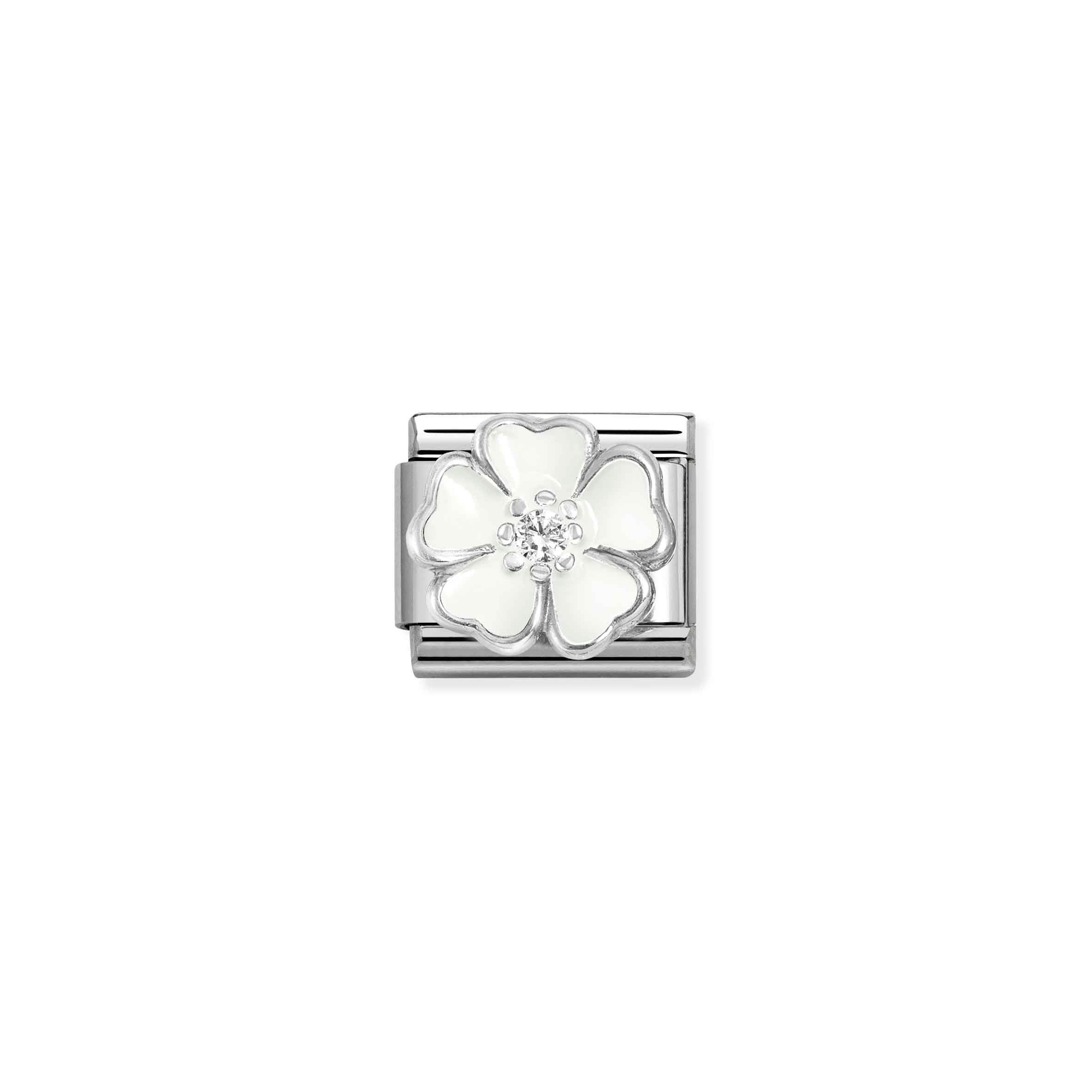 Nomination Composable Classic 'Symbols' White Flower Charm