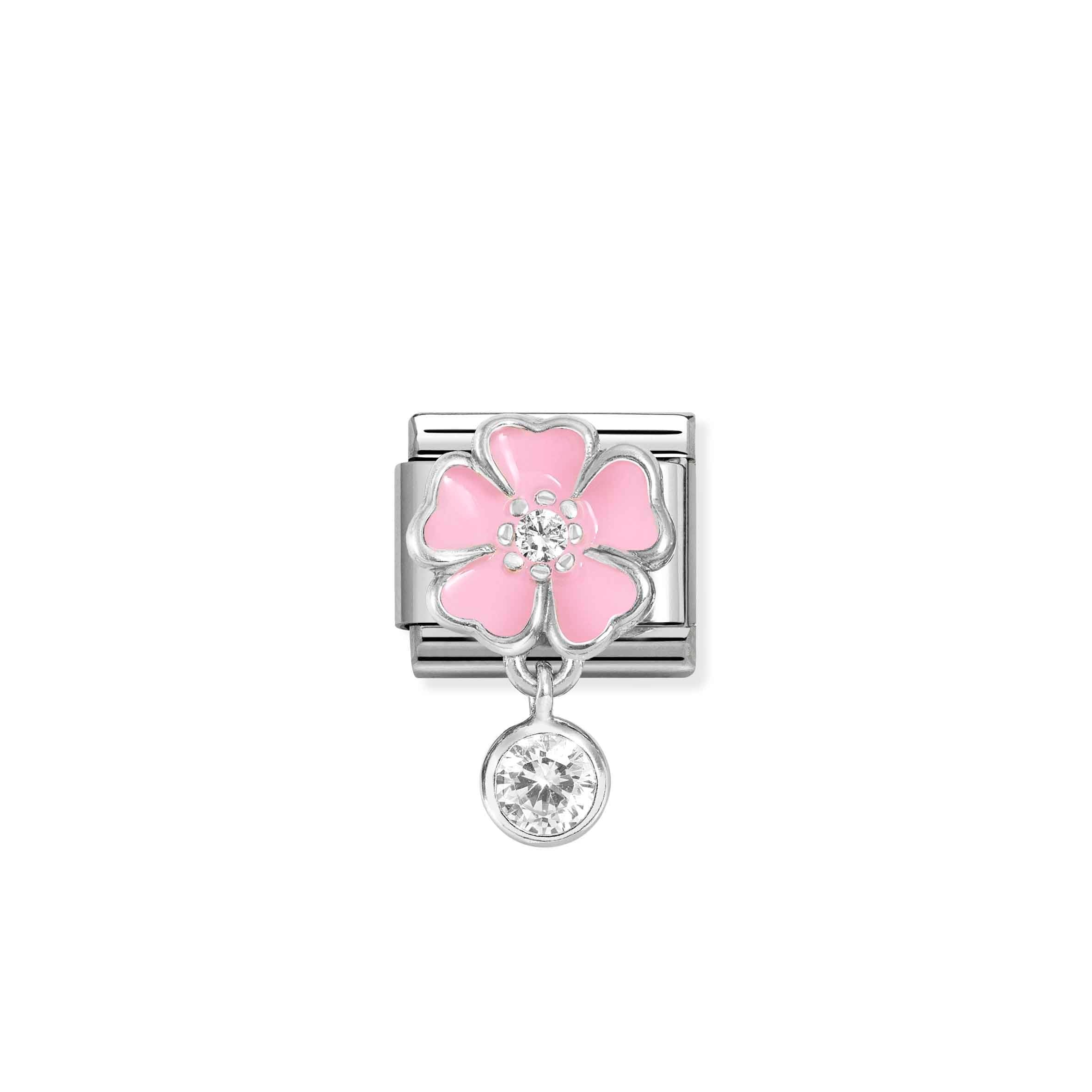 Nomination Composable Classic Pink Flower & Cubic Zirconia Charm