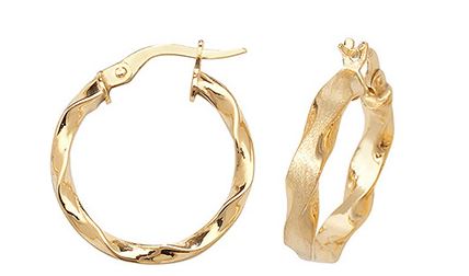 9ct Yellow Gold Twist Half Hoop Freshwater Pearl Earrings