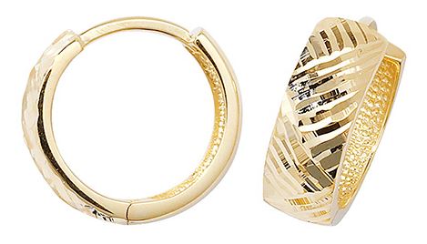9ct Yellow Gold Polished Tapered D-Shape Hoop Earrings