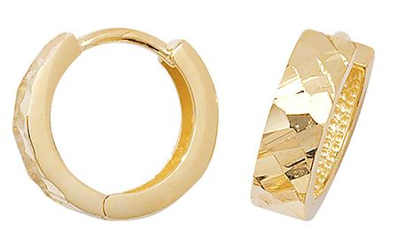 9ct Yellow Gold Diamond Cut Hoop Earrings