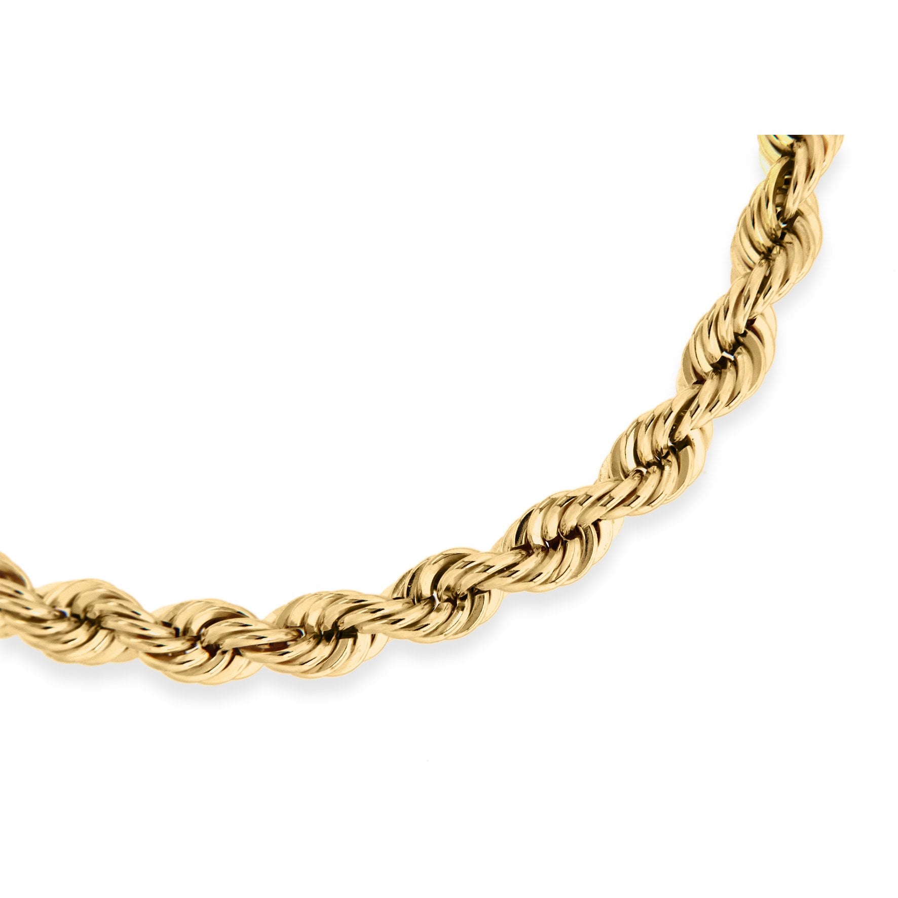 9ct Yellow Gold Hollow Rope Chain Bracelet 7'