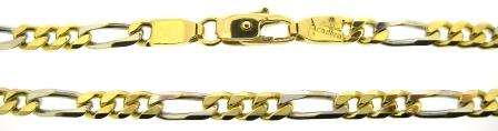 Vintage 18ct Yellow And White Gold 1x3 Figaro Link Chain 18'