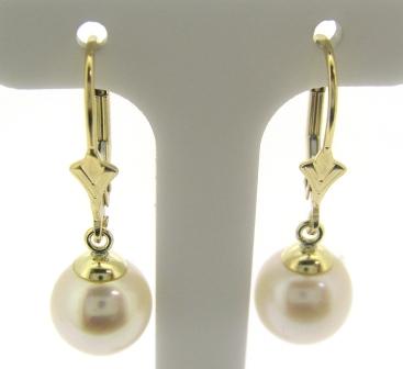 Elegant 9ct Yellow Gold Fresh Water Pearl Drop Earrings