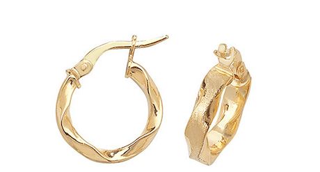 9ct Yellow Gold Wavy Hoop Earrings