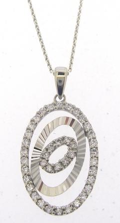 Vintage 9ct White Gold Cubic Zirconia Pendant