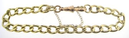 Vintage 9ct Yellow Gold Curb Link Bracelet With Safety Chain