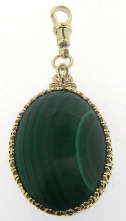 Vintage 9ct Yellow Gold Malachite Pendant