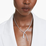 Swarovski Matrix Y Necklace - Rhodium Plated - White