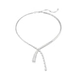 Swarovski Matrix Y Necklace - Rhodium Plated - White
