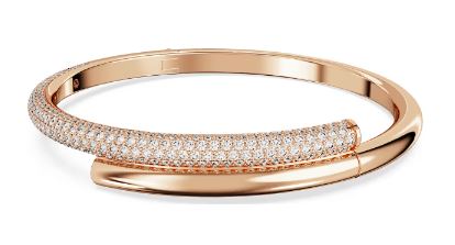 Swarovski Dextera Bangle, Magnetic Closure, White, Rose Gold Tone Plated - M