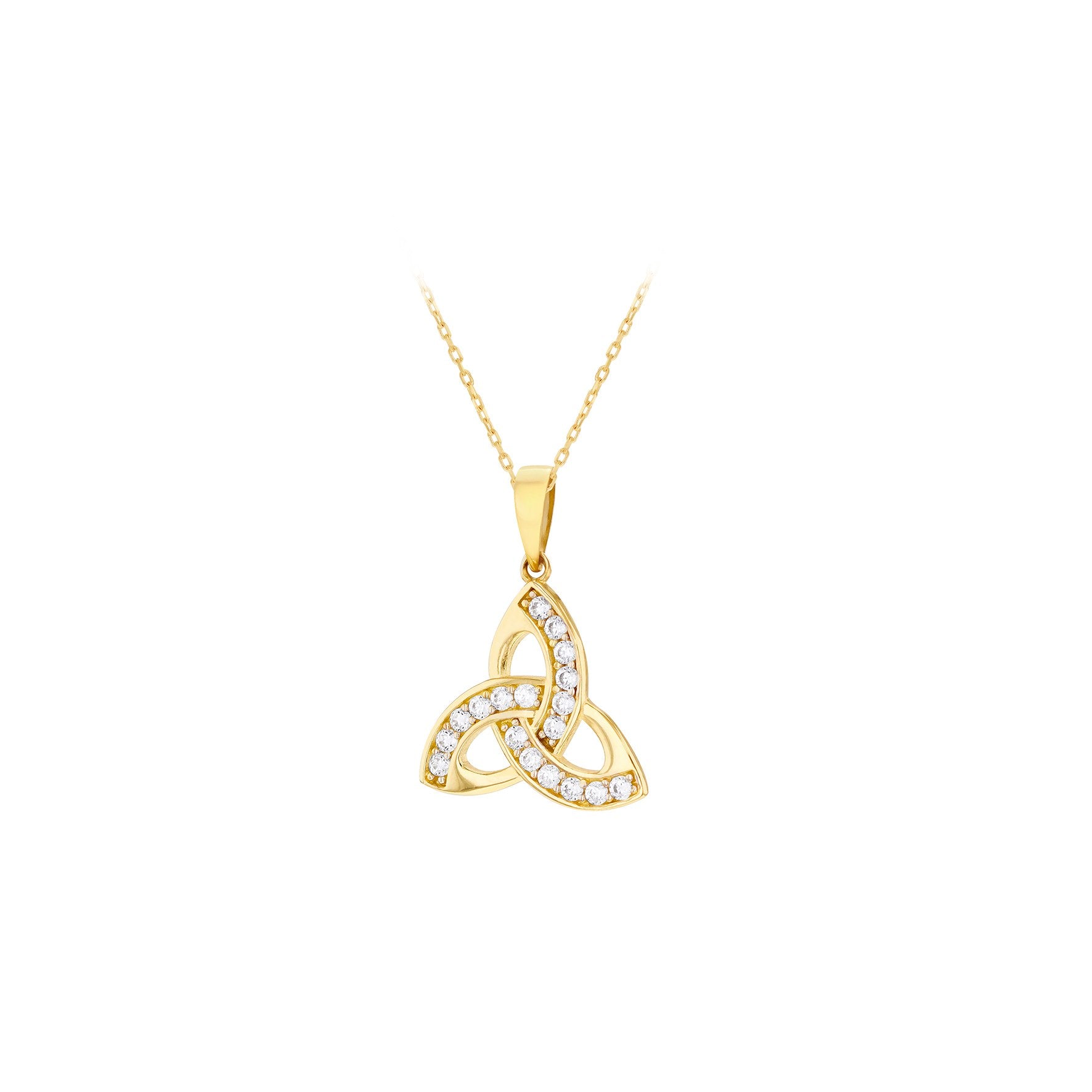 9ct Yellow Gold Cubic Zirconia Trinity Knot Pendant