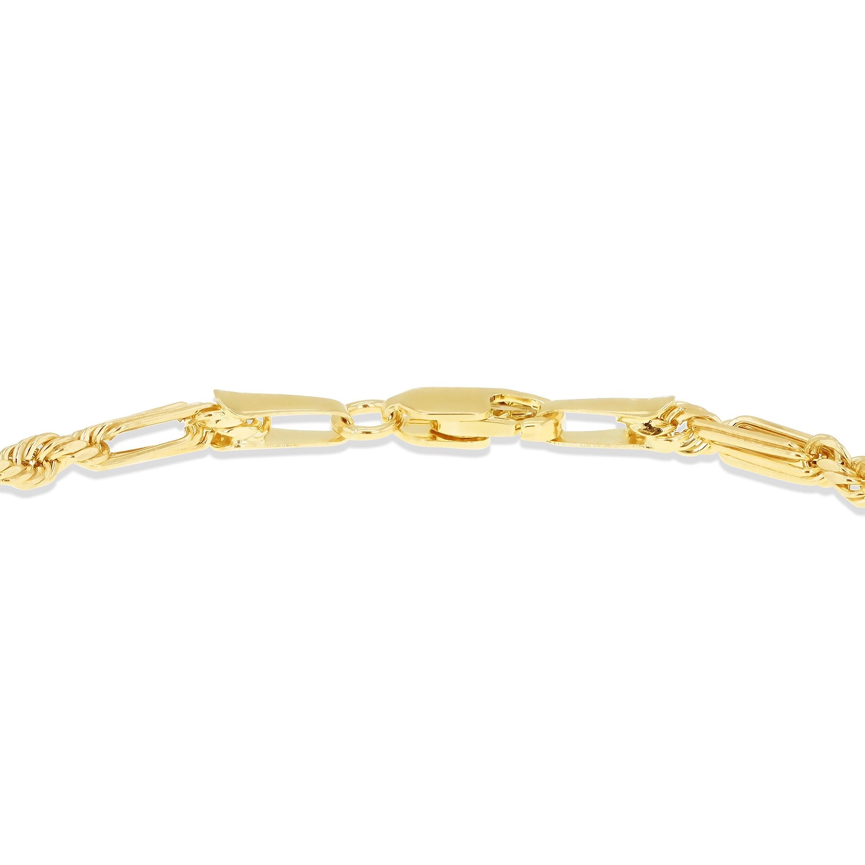 9ct Yellow Gold Hollow Diamond Cut Figarope Bracelet 7.25 Inch