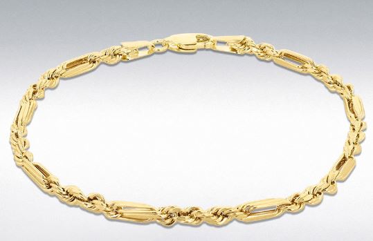 9ct Yellow Gold Diamond Cut Figarope Bracelet