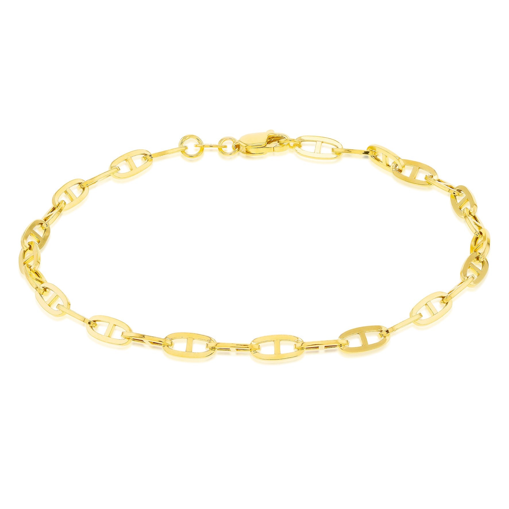 9ct Yellow Gold Medium Square Rambo Bracelet 7.5'