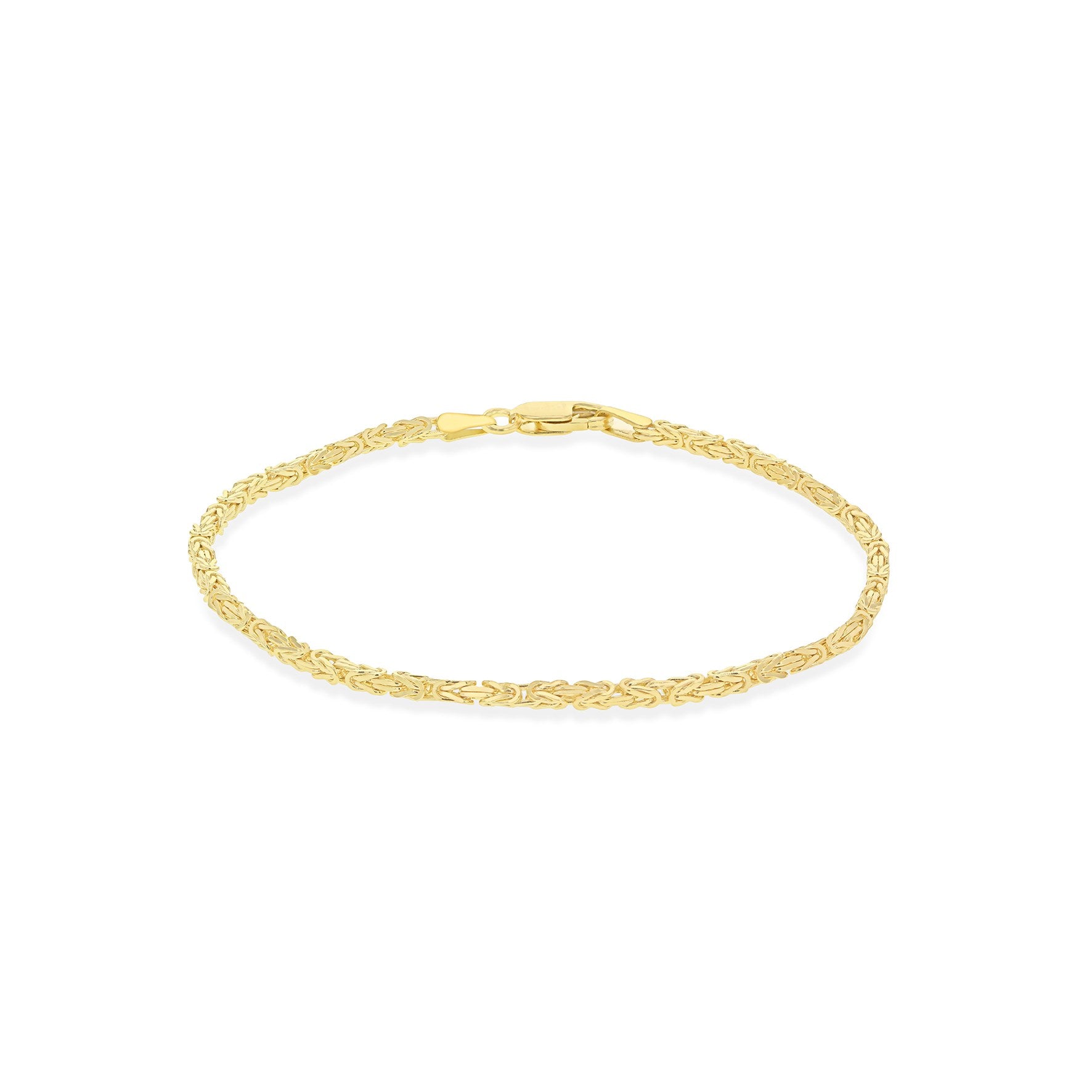 9ct Yellow Gold Mini Square Byzantine Chain Bracelet 7.5'