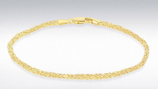 9ct Yellow Gold Mini Square Byzantine Chain Bracelet