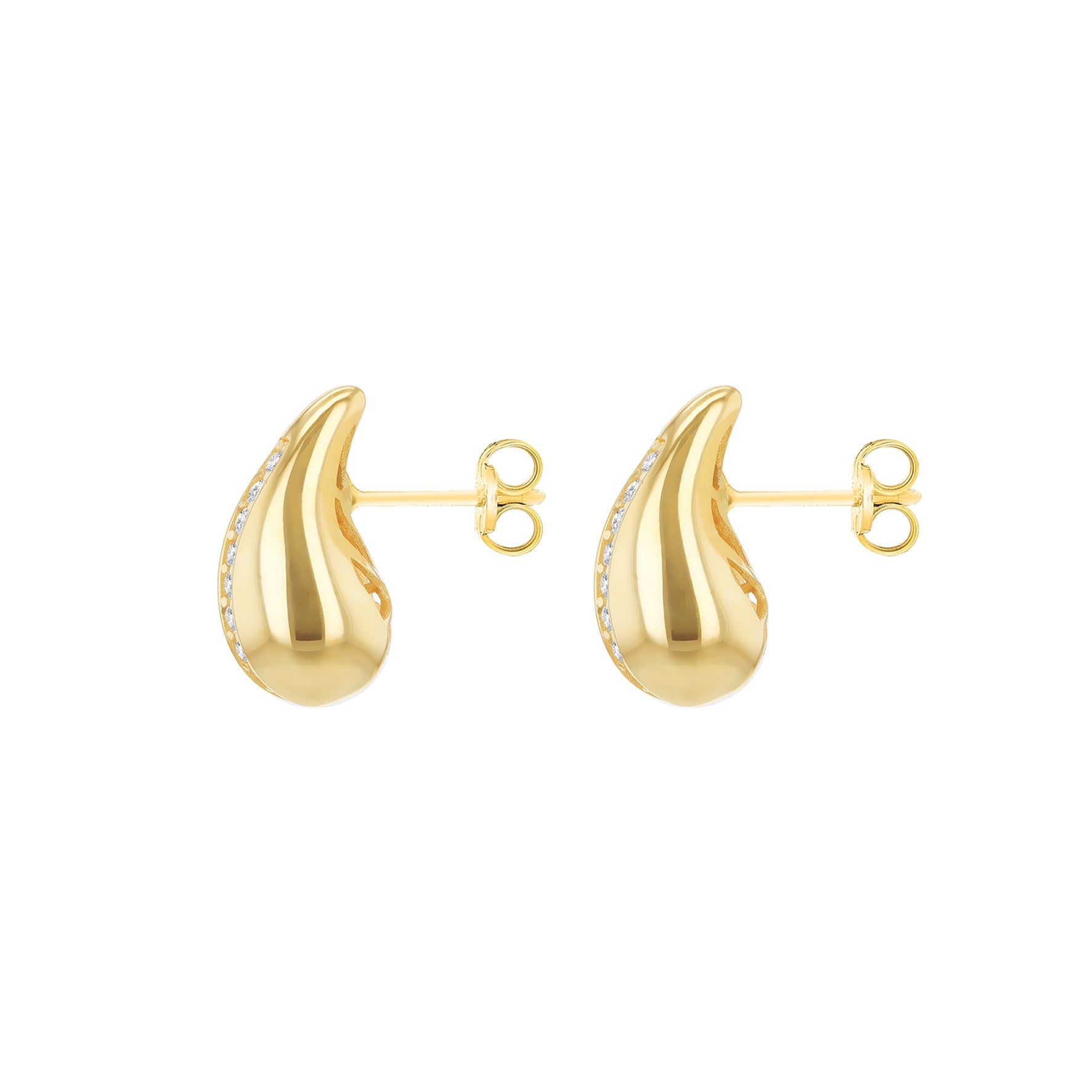 9ct Yellow Gold Cubic Zirconia Teardrop Stud Earrings