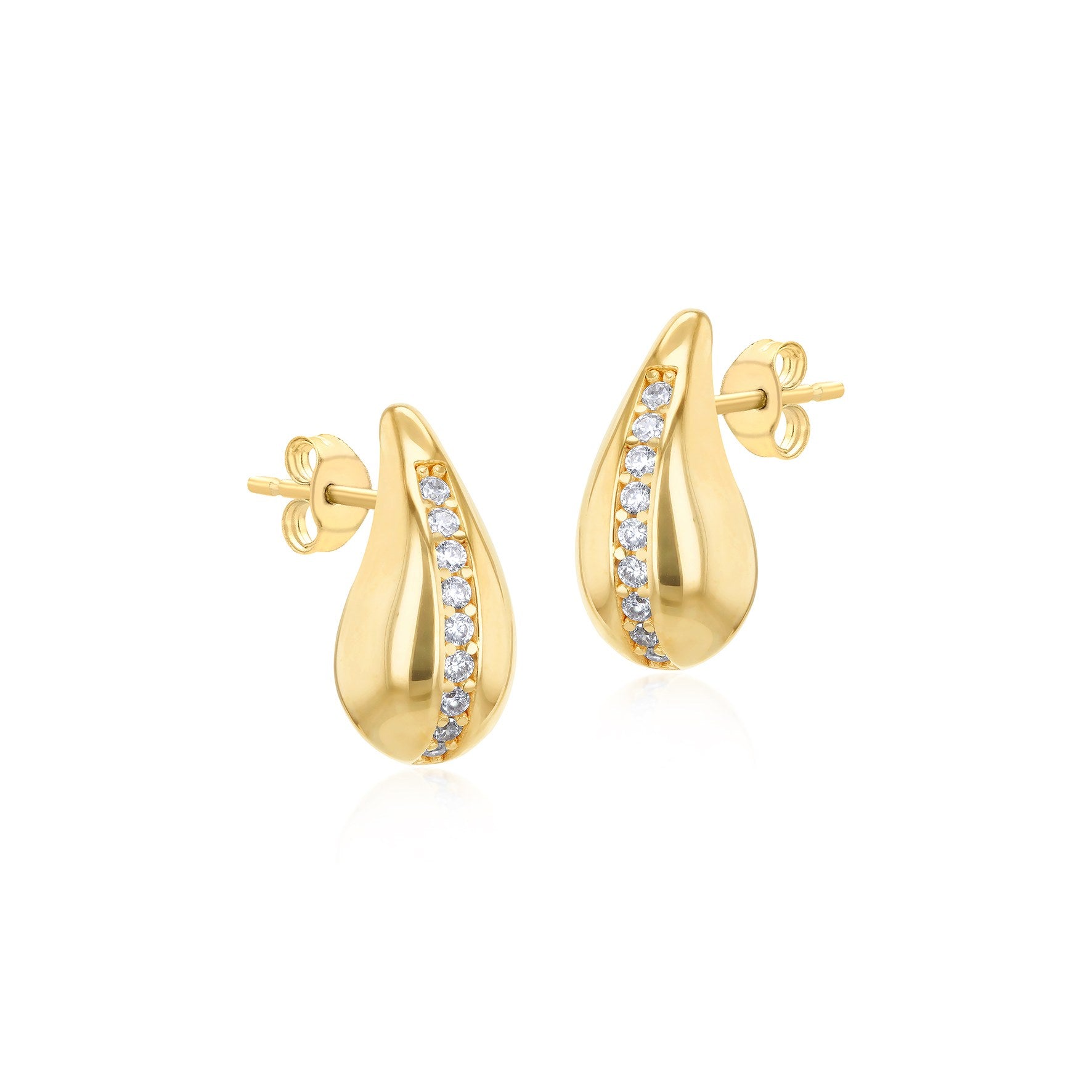 9ct Yellow Gold Cubic Zirconia Teardrop Stud Earrings