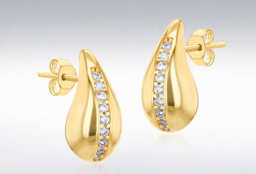 9ct Yellow Gold Diamond Bow Stud Earrings