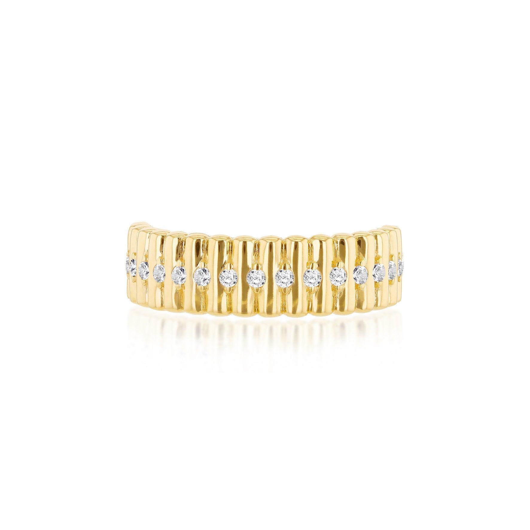 9ct Yellow Gold Linear Cubic Zirconia Band Ring